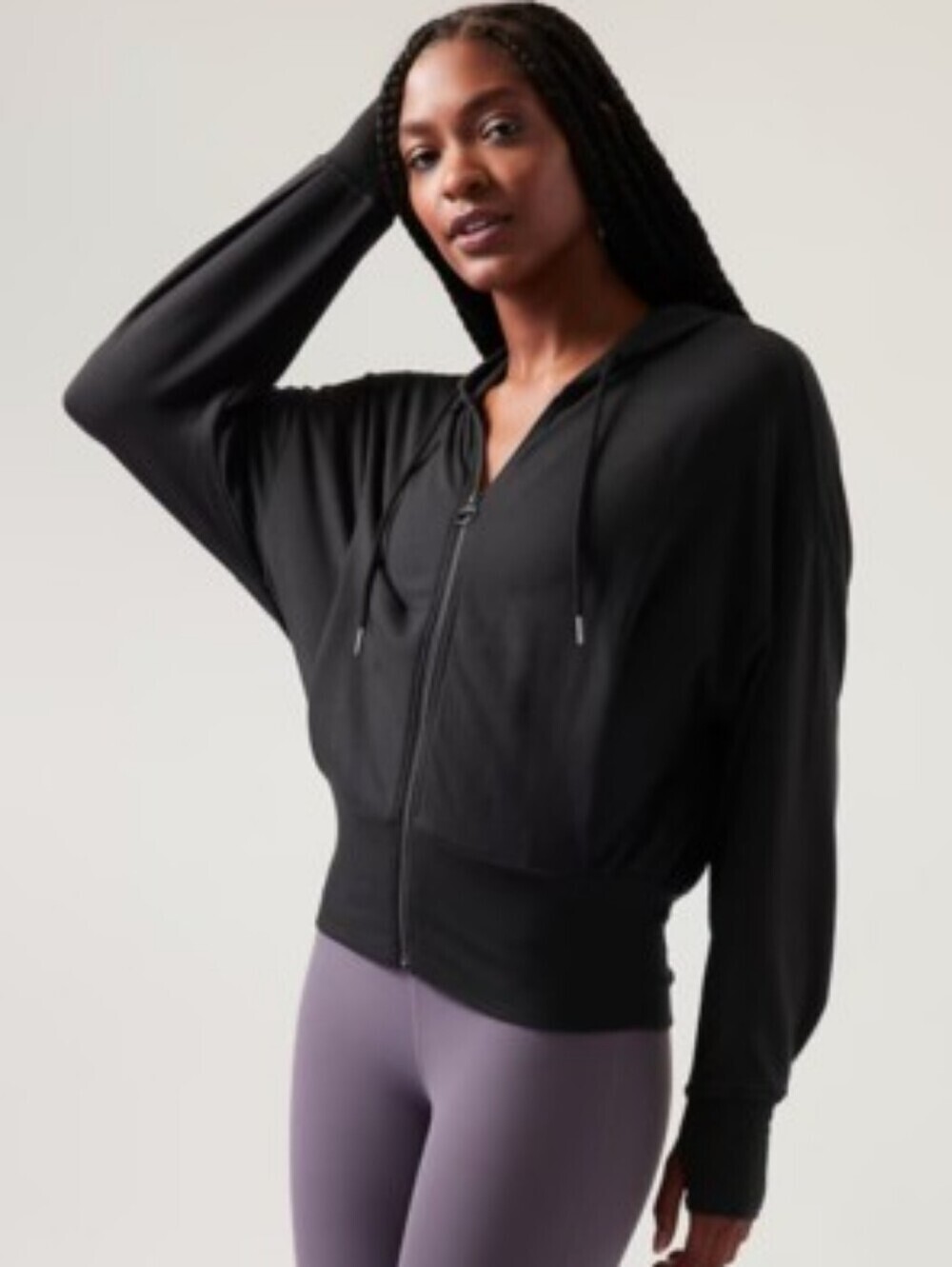 Athleta Balance  Tencel Modal Blend Hoodie Sweatshirt Black XS